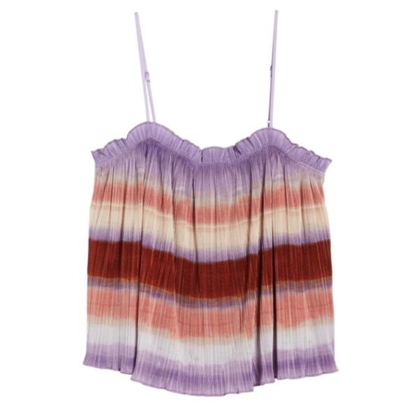 Madewell Texture & Thread Rainbow Pink Purple Ombre Pleated Tank Top S NWT - Picture 3 of 5